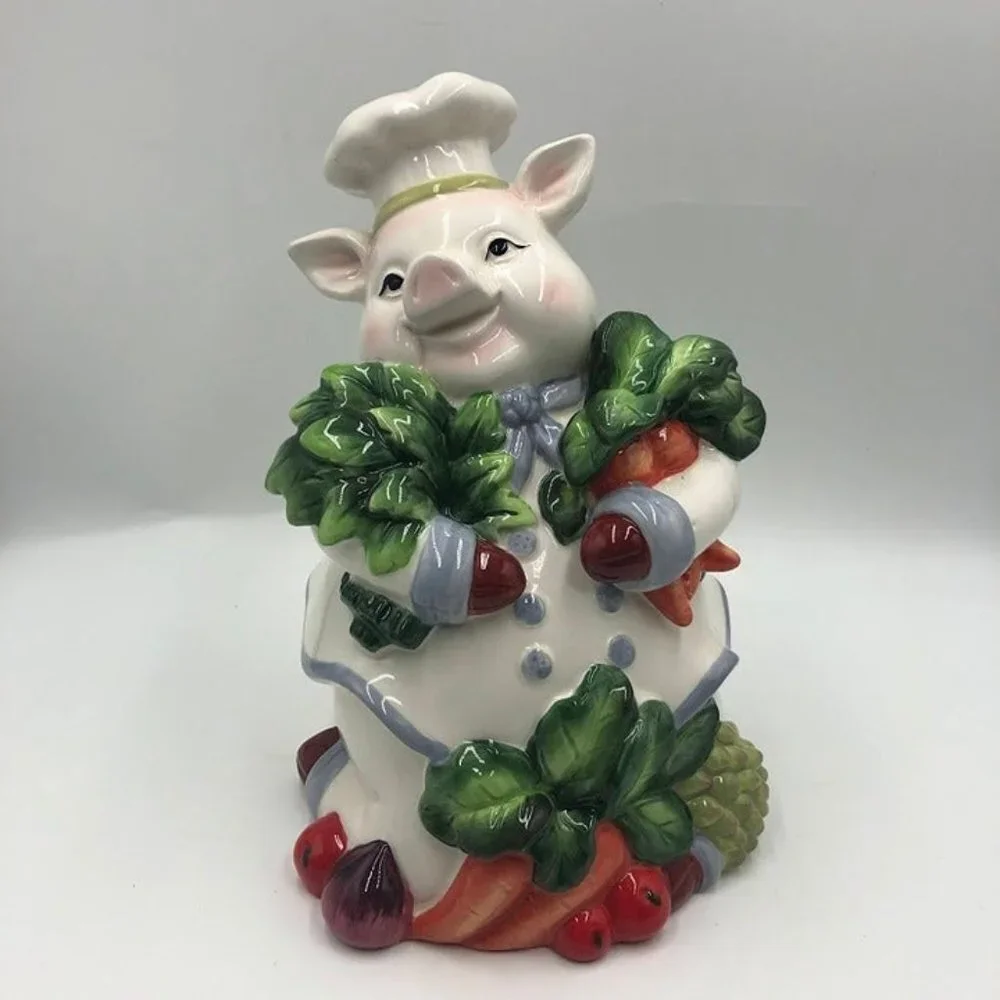 Chef Ceramic Pig Figurine Spring Collection by Corner Ruby Kitchen Décor